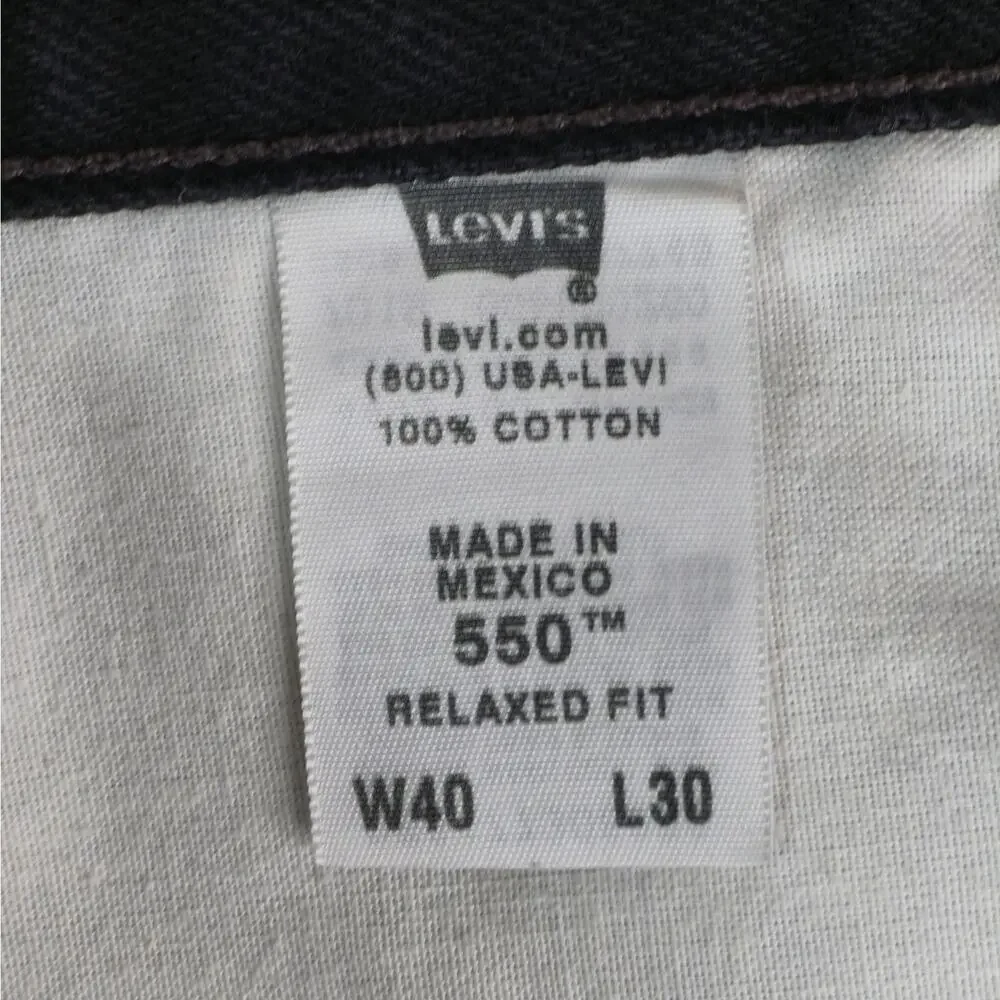 Vintage Levis 550 Jeans Mens Hemmed‎ 40x24 Black Relaxed Fit DIY Cutoff Shorts